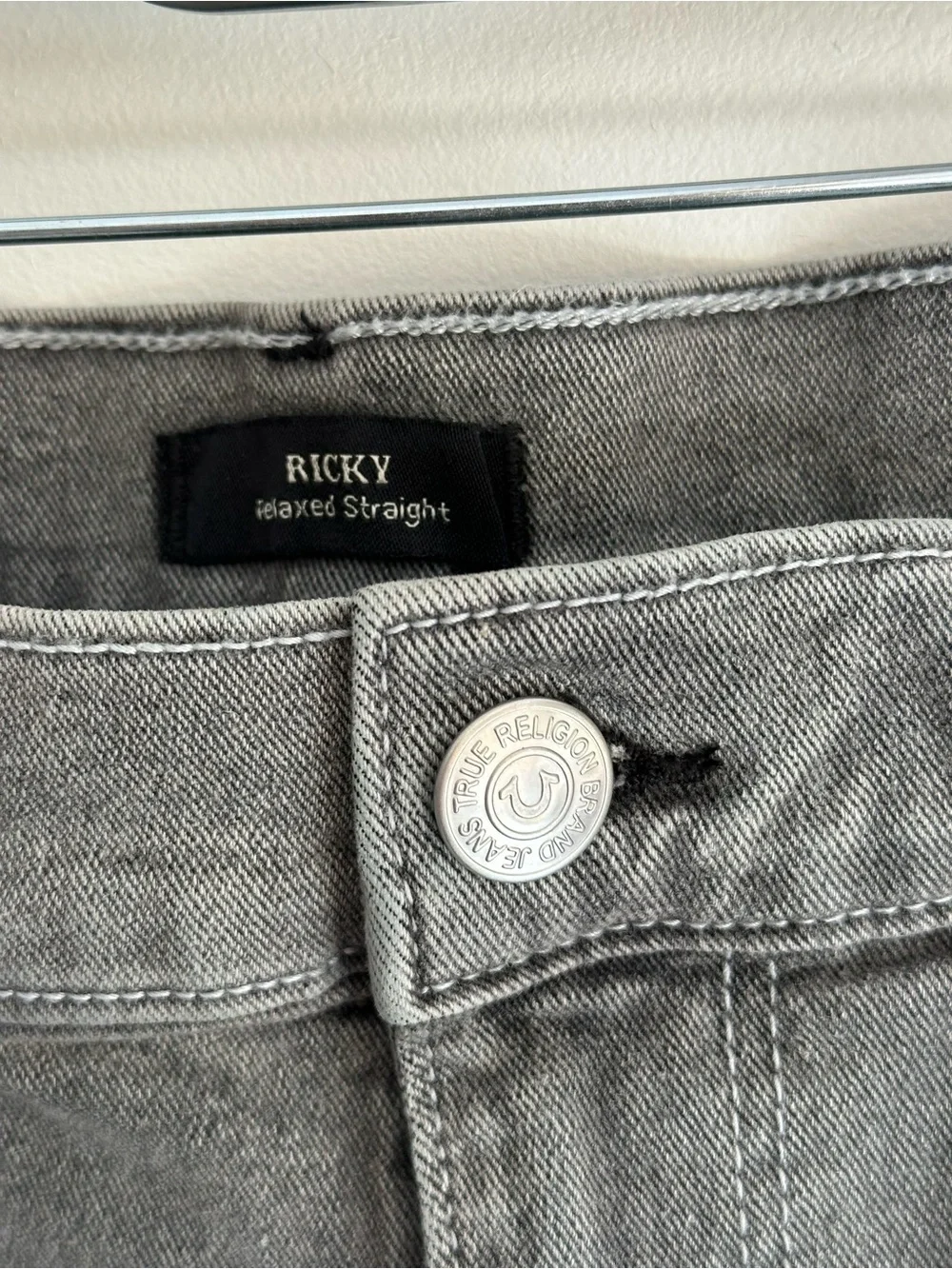 True Religion Ricky Relaxed Straight Gray Jeans Men’s 36